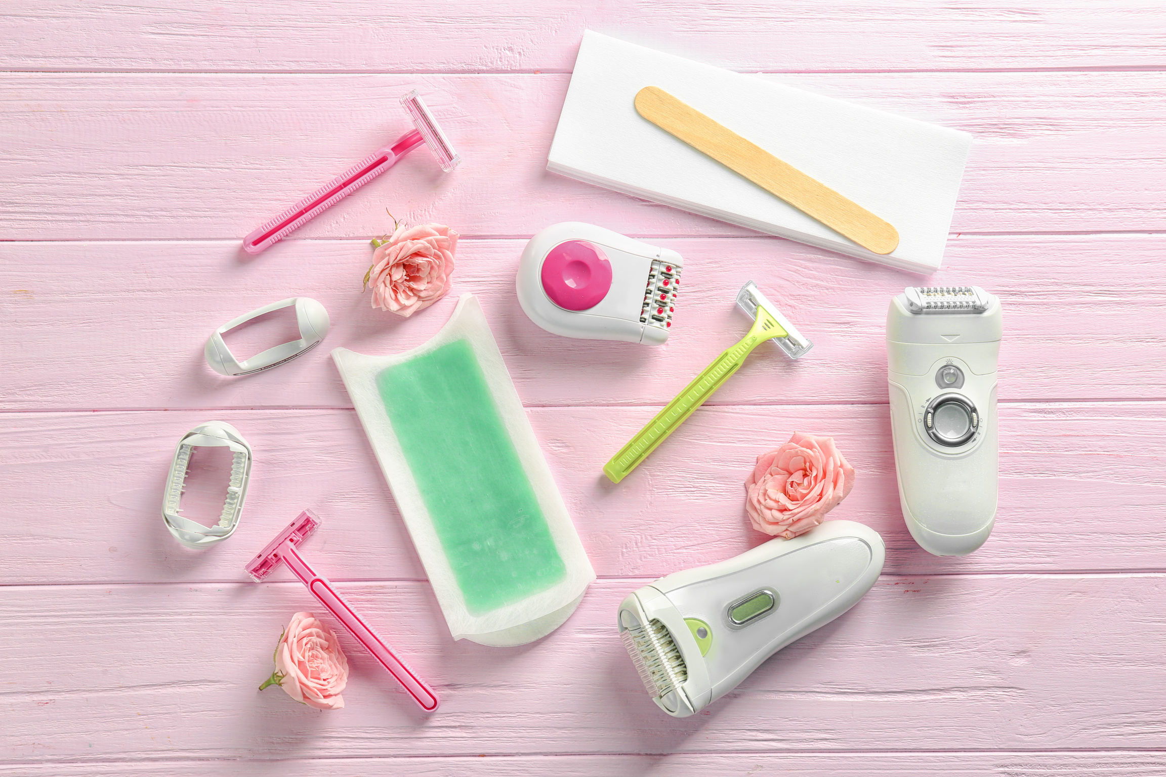 Hair Removal Items Flatlay